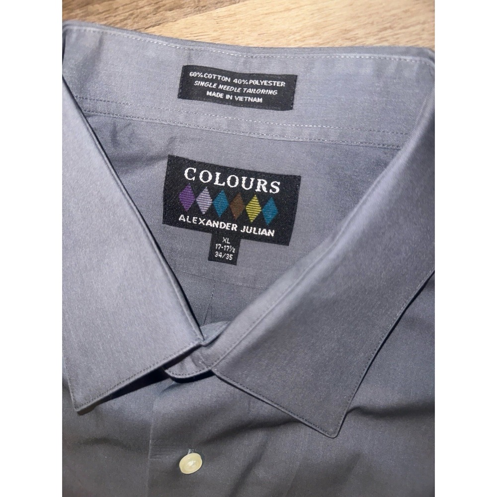 Vtg Alexander Julian COLOURS Mens XL 17-17 1/2 L/S Button Up Front Shirt Brushed